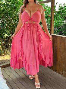 Sunnyshic Plus Size French Elegant Organza Ditsy Floral Short Sleeve High-Quality Puff Dress, Gentle Lady Vibe - Multicolor - View 6