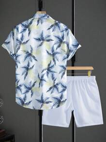 Manfinity RSRT Men's Botanical Print Casual Short Sleeve Shirt & Shorts Set - Multicolor - View 2