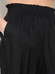 AiiRZ Pantalones palazzo de pierna ancha de lino con cintura elástica, para playa, resort, vacaciones, verano, transpirables, fluidos, con bolsillos, casuales