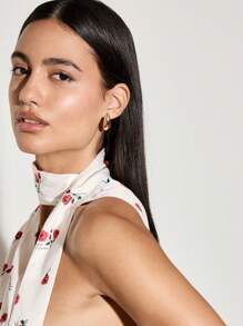 AiiRZ Ärmelloses Blumen-Minikleid mit Neckholder, Sommer Frühling Party A-Linie mit passendem Schal, Modisches Outfit für Strand und Urlaub - Weiss - Übersicht 8
