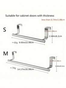 1Pc Rustproof Stainless Steel Towel Bar - No Drilling Wall Mounted, Modern Style, Perfect For Bathroom Door Or Cabinet