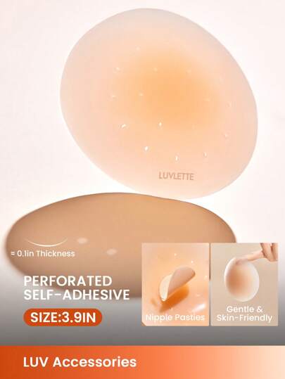LUVLETTE Plus Reusable Sticky Self-Adhesive Breathable Perforated No-Show Silicone Nipple Covers-With Free Nipple Pasties-Ready-To-Go Travel Essentials Nipple Cover