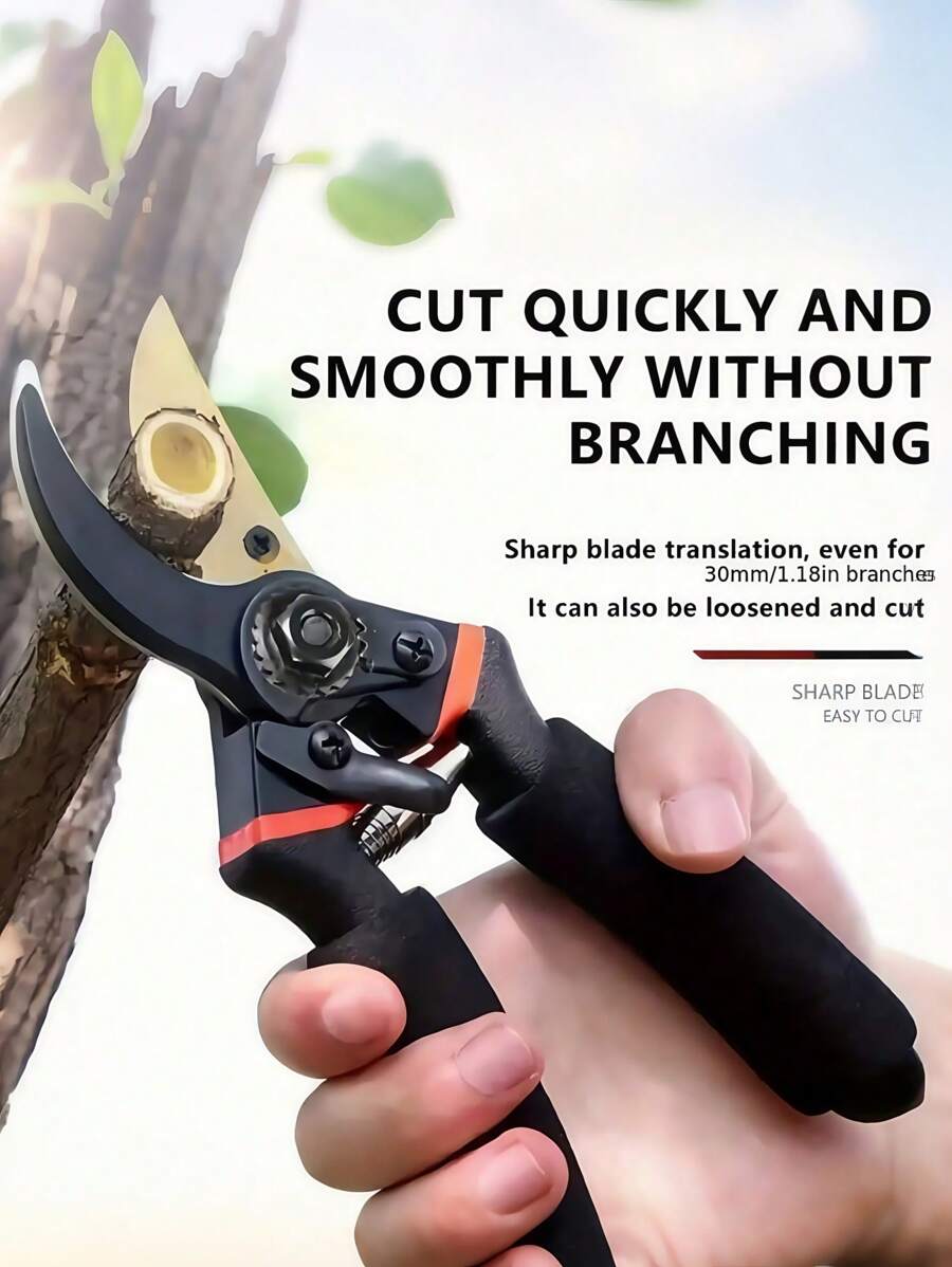 1 件 SK5 钢加厚树枝剪，适用于强力修剪粗树枝、花园和果树修剪 - 黑色 - 查看 1
