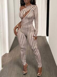 BamGleam 2025 Spring New Stripe Printed Slimming Summer Slimming Jumpsuit - Multicolor - View 7