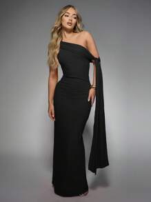 MISSGUIDED 不对称紧身垂坠长连衣裙