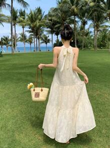 DAZY Women Fashionable Lace Sleeveless Halterneck Dress Summer Sundress,Casual Women Dresses
