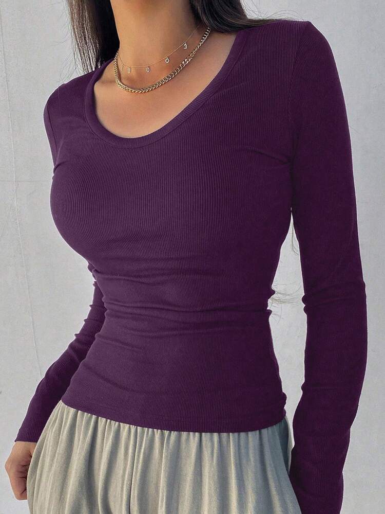 Women's Fitted Crew Neck Long Sleeve All-Match Casual T-Shirt,Fall Clothes