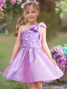 SHEIN 2pcs Set: Woven 3D Floral One Shoulder Top & Form-Fitting Woven Skirt - Purple - View 1