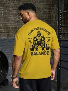 Manfinity Sport PWRUP 男士圆领纯色短袖运动T恤，时尚适合夏季