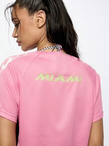 SUMWON WOMEN Racing Team Athletic T-Shirt Top Speed Performance Motorsport Graphic Print Racing Number Sportswear Summer Active Streetwear