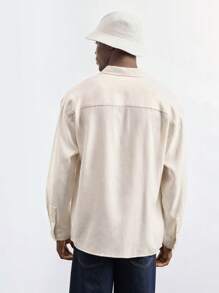 Maija Camisa de manga larga de unicolor casual y versátil para hombres - Albaricoque - Ver 6