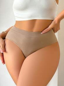 3pcs/Set Seamless Plus Size Women Ribbed Bikini Briefs