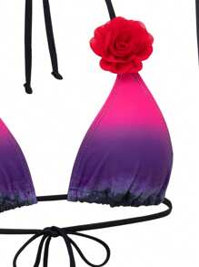 SHEIN Swim Summer Beach Outfits For Women, 3pcs/Set Including Floral Print Halter Neck Backless Top, Side Tie Bikini Bottom, And Side Slit Long Beach Skirt - Multicolor - View 8