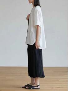 Dazy-Less Loose Solid Color Minimalist Short Sleeve Women Shirt Preppy Tops Business Casual Woman Work Clothes