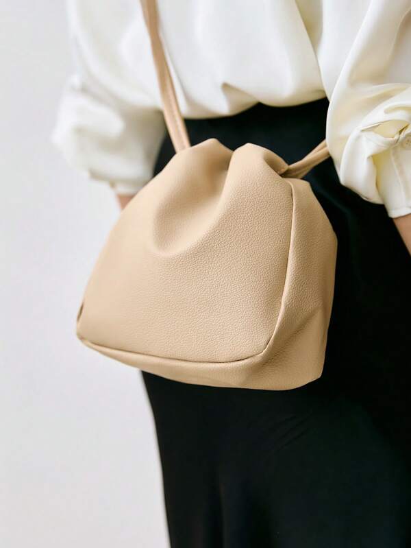 Minimalist Drawstring Detail Bucket Bag