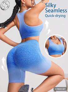 Innovista Women Activewear 2in1sets, Seamless Performance Sports Bra& Legging Shorts, 2 Pieces Workout Outfits, High Elastic Push Up & Support Gym Top & Bottom,   Breathable Mesh& Dry Fit Workout Outfits, Gradient Color Sculpting Shapewear, Edgy & Unique Tracksuit For Fitness, Tank,Vest,Cropped,Base Layer,Underwear,Pants, Cycle,Bike,Running,Cardio,Strength,Weights,Pilates,Boxing,Outdoor,Hike,Camping,Trail,Yoga,Mat,Volleyball,Climbing,Trekking,Tennis, Music Festival, Party, Electric, Blue, Y2K,Spring Summer Gear,Starter Sportswear