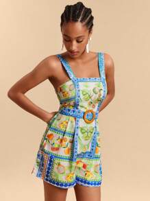 Travachic 女士热带植物印花褶皱休闲连身裤/连身衣 - 彩色 - 查看 5