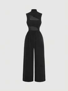 SHEIN MOD Black Casual Minimalist Chic Sexy Women's Jumpsuit - Black - View 1