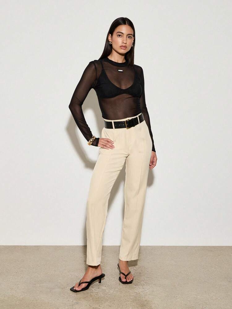 Designer Wide Leg Lightweight Flowy Suit Pants With Belt