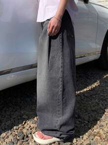 DAZY 女式复古水洗破洞牛仔裤，四季皆宜，宽松牛仔裤