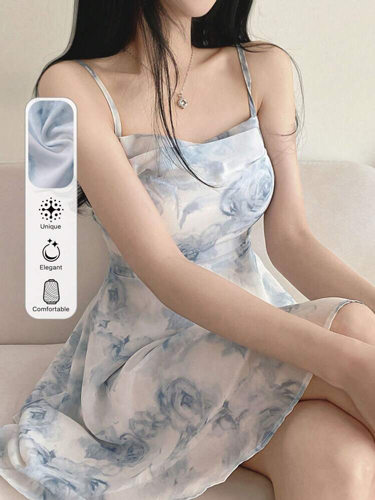 Women's Floral Print Hollow Out Criss-Cross Back Strap Dress Summer Cruise Women Outfits Sundress Vacation Outfits Women Easter Boho