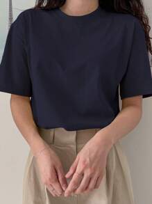 DAZY Solid Drop Shoulder Tee Summer