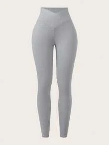 Comfortcana 2pcs Black & Grey Tight-Fitting Plus Size Leggings Set - Multicolor - View 3