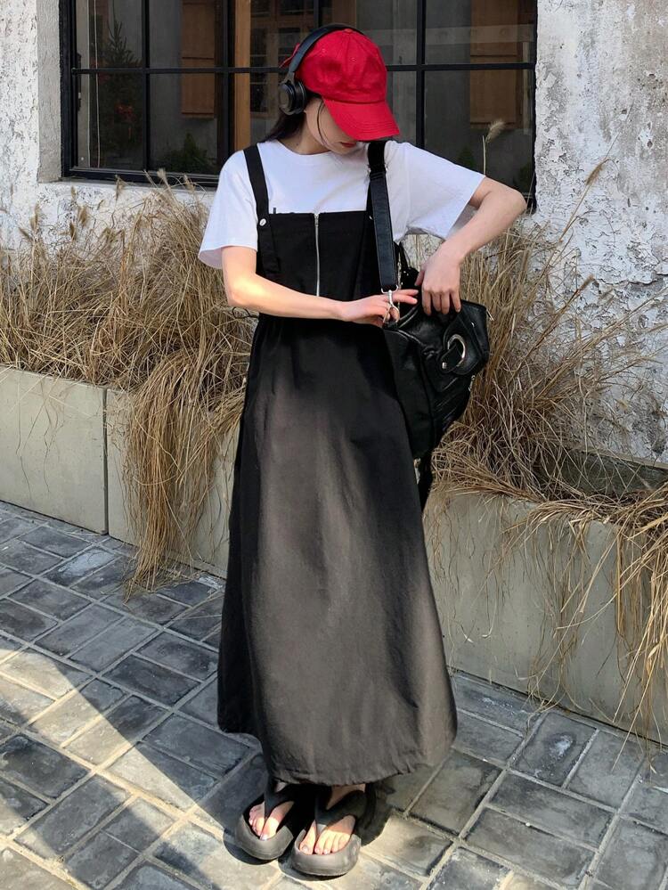 Women's Casual Solid Color Jumpsuit Dress Summer Sundress Maxi Dress