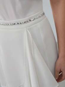 MOTF PREMIUM ASYMMETRICAL RUFFLE HEM SKIRT - White - View 2