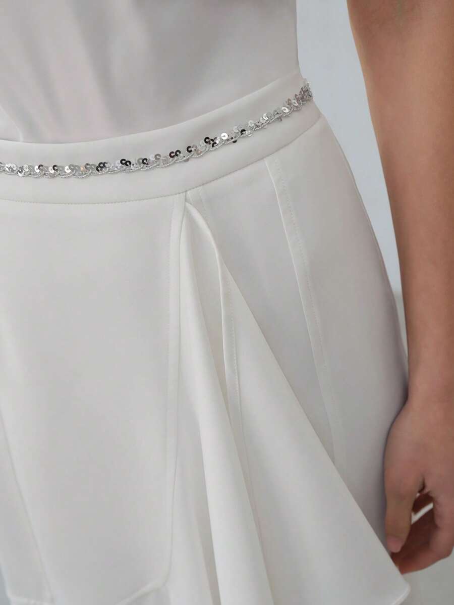 MOTF PREMIUM ASYMMETRICAL RUFFLE HEM SKIRT - White - View 2