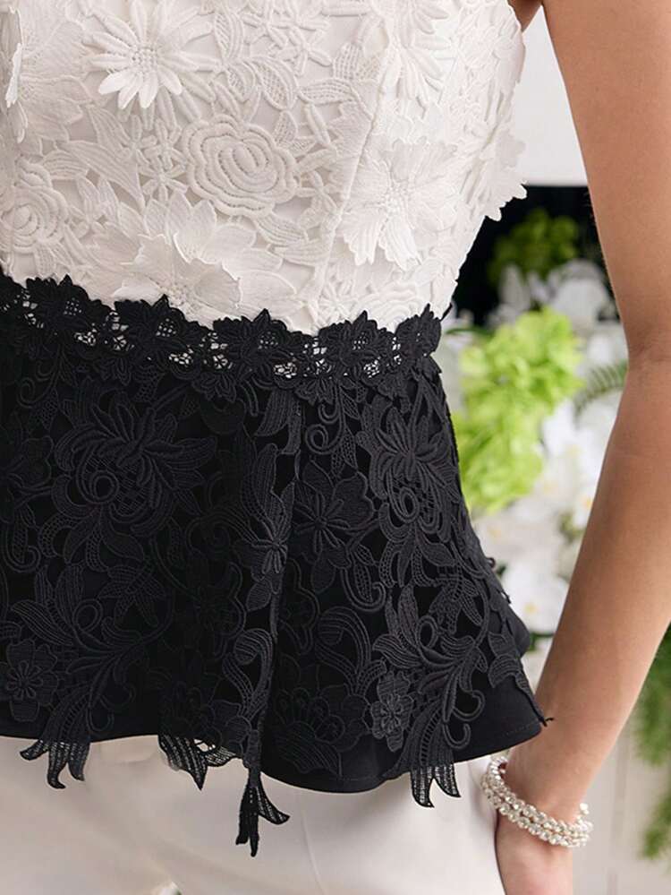 MOTF Soiréza CONTRAST LACE PEPLUM TOP