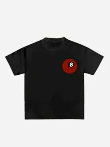 INAWLY T-shirt graphique à manches courtes pour femmes, col rond, avec l'impression d'un slogan et d'une boule de billard 8. Tops graphiques pour femmes