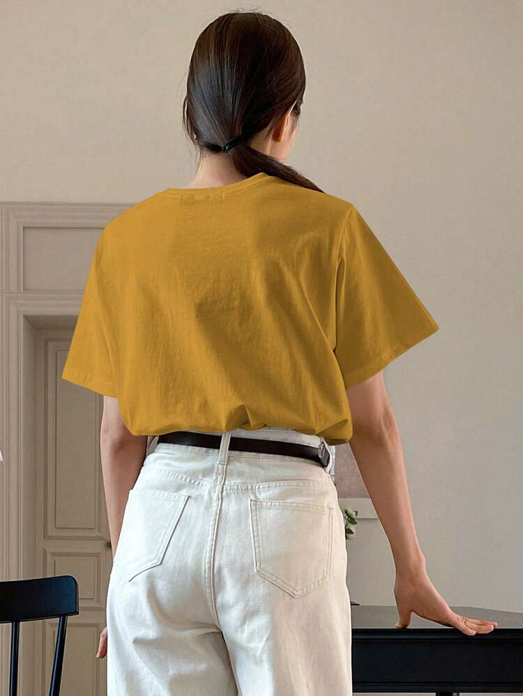 Letter Print Round Neck T-Shirt