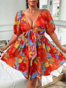 Flirla Women Casual/Holiday Floral Print Dress - Multicolor - View 5