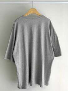 DAZY Letter Graphic Drop Shoulder Tee Oversized T-Shirt Streetwear - Grey - View 2