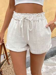 Calvaya Short d'été casual et confortable pour femmes avec taille élastique et poches véritable