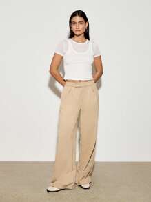 AiiRZ Pantalones deportivos de pierna ancha a medida, con pliegues frontales, pantalones jogger para usar en casa, ropa deportiva y casual, pantalones cómodos y elásticos para otoño e invierno, para uso en la oficina o en casa