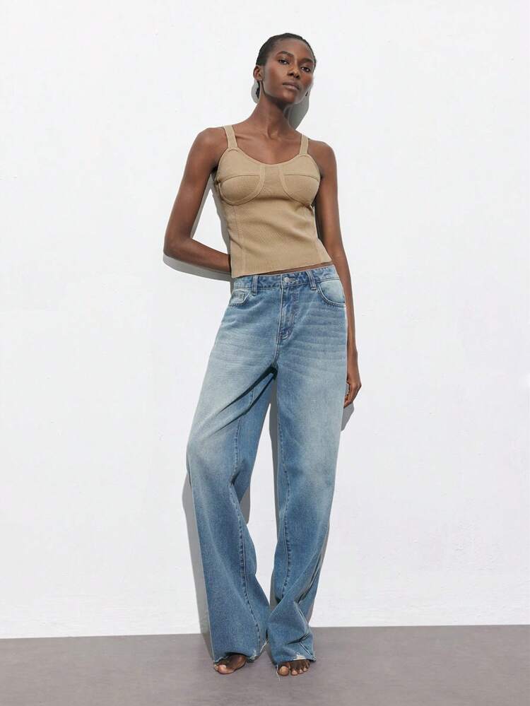 SHEIN Maija Khaki Bra Cup Design Women's Bodycon Camisole Tank Top, Casual Urban Chic Comfortable Versatile Music Festival