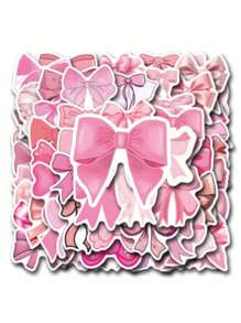 SHEIN 55 piezas de pegatinas de lazos, pegatinas de monogramas de estética vintage, pegatinas de lazos rosas impermeables de vinilo, para botellas de agua, portátiles, teléfonos, diarios, regalos para niños, niñas y mujeres