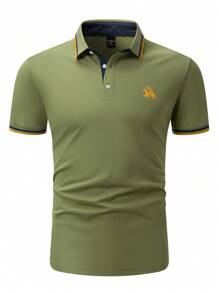 Manfinity Homme Short Sleeve POLO Shirt (Sleeve Pocket Irregularly Cut) - Olive Green - View 3