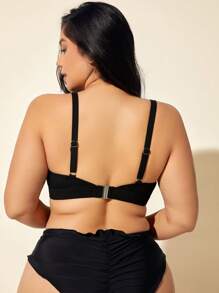 Swim Lushoire Top de traje de baño informal para vacaciones de talla grande con diseño retorcido para mujeres