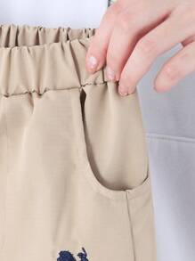 年轻男孩休闲简约骑士刺绣设计裤子 - 彩色 - 查看 3