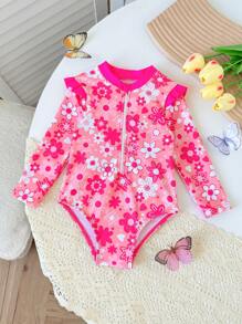 SHEIN Maillot de bain une pièce à fleurs ditsy pour bébé fille, vacances à la plage