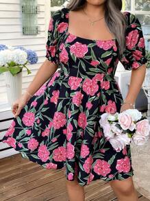 Flirla 大码时尚休闲印花优雅度假连衣裙，多色