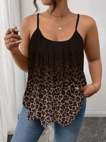 SHEIN Frenchy Plus Size Women Casual Elegant Leopard Print Patchwork Camisole, odpowiednia na lato
