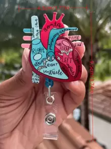 1 件 1.77 英寸 * 3.74 英寸心脏解剖图伸缩徽章卷轴，适用于护理学校，时尚心脏解剖图徽章扣卡夹，用于装饰和医院对医院工作人员的表彰和奖励，不易损坏。 - 彩色 - 查看 3