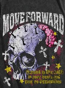 ROMWE MEN Street Life Camiseta de tirantes holgada de corte regular con estampado de pigmento para hombre - Negro - Ver 3