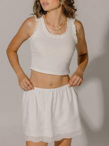 Aralina Boho Embroidery Flowy Beach Vacation Low Rise Mini Skirt - Dusty Pink - View 5