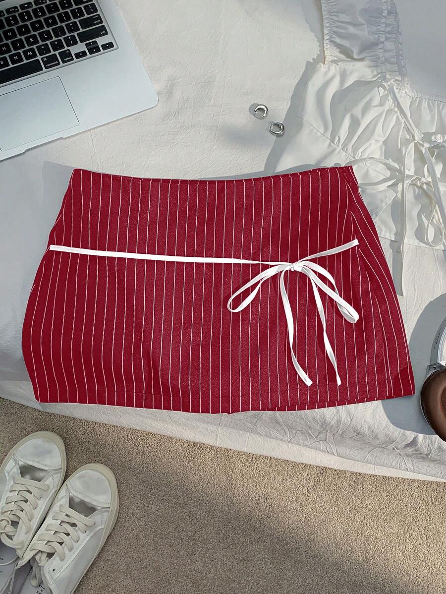 Comfortcana Falda con cintura de lazo, talla grande para mujer, Día de San Valentín