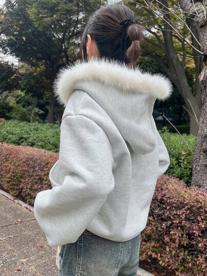 FRIFUL Damska bluza z kapturem i polarem, swobodna, ocieplana, z kapturem i patchworkowym wzorem, kurtka na jesień/zimę zapinana na zamek